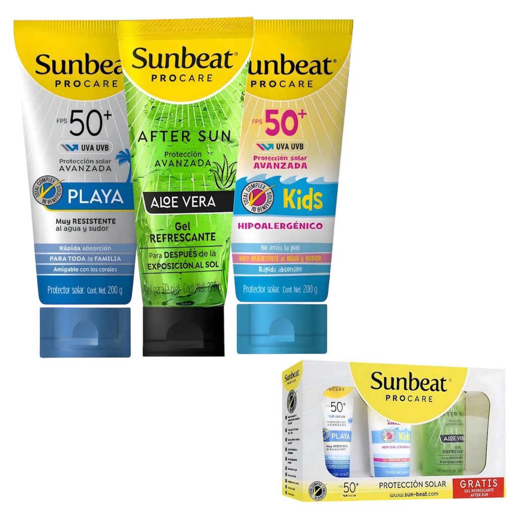 Protector Solar Sunbeat Fps50 Pack 200g C/u con Gel Refrescante Para Después Del Sol