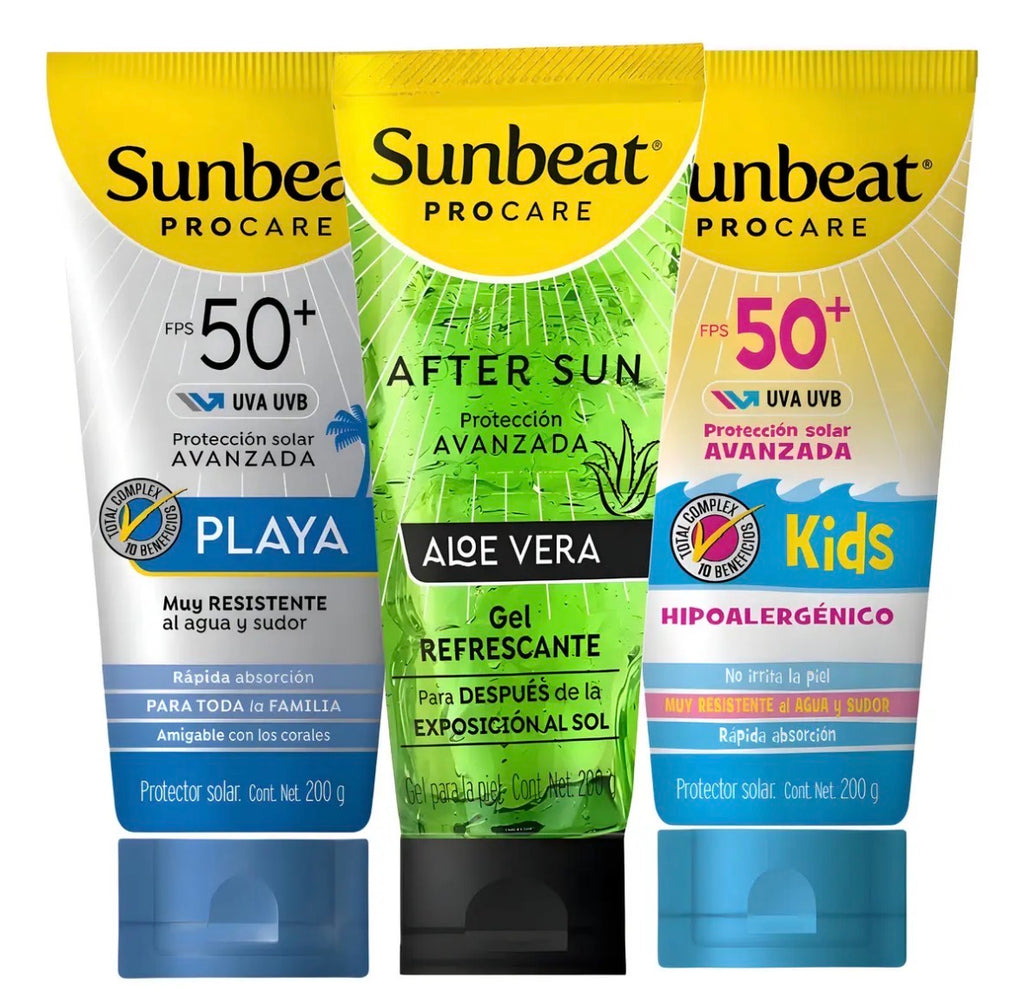 Protector Solar Sunbeat Fps50 Pack 200g C/u con Gel Refrescante Para Después Del Sol