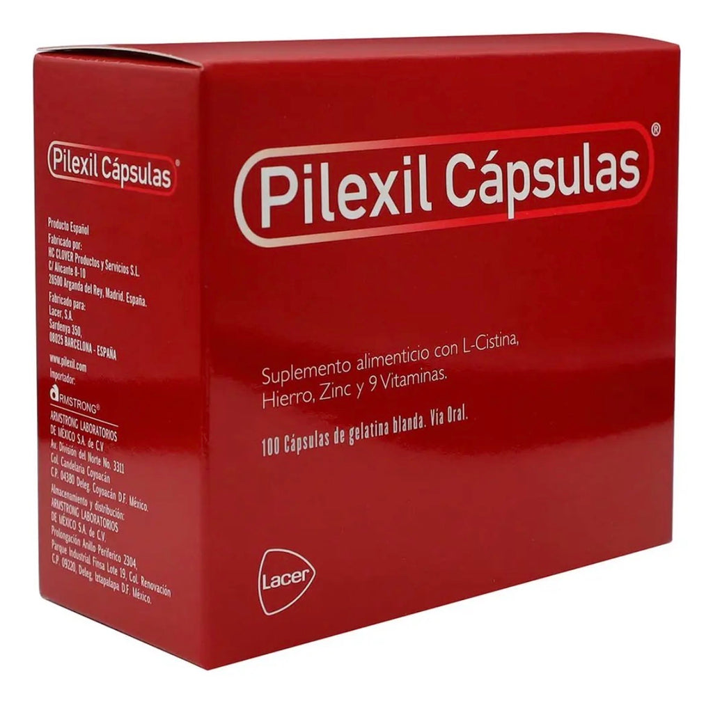 Suplemento Alimenticio Cápsulas De Gelatina Blanda Para El Cabello Y Uñas 100 Unidades Pilexil