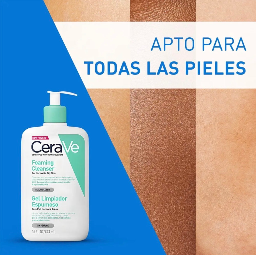 CeraVe Gel Limpiador Espumoso Foaming Cleanser 473ml Todo Tipo de Piel