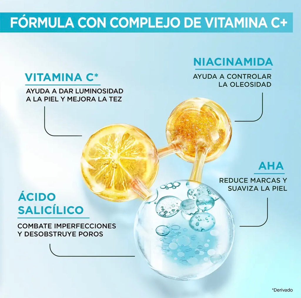 Sérum Anti Imperfecciones Garnier Express Aclara, con Concentrado de Vitamina C, Ácido Salicílico y Niacinamida que Reduce Manchas en Piel Grasa 30 ml